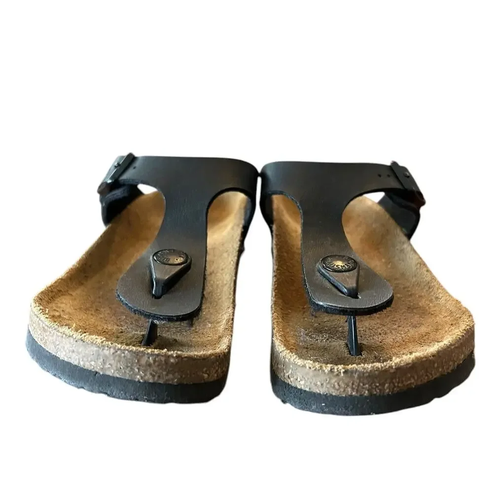 BIRKENSTOCK Girls Gizeh Sandal EU 31 US 13 Kids Black Birko-Flor Thong Slides